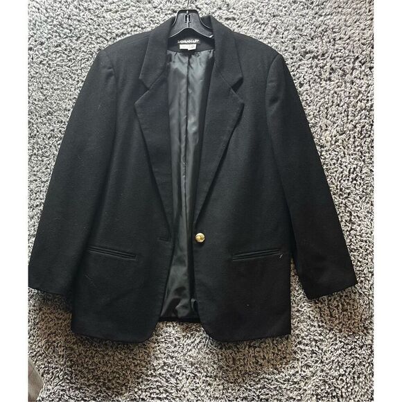 Savannah Women's Vintage Black Wool Blend Blazer Coat Size 16 - Picture 1 of 11